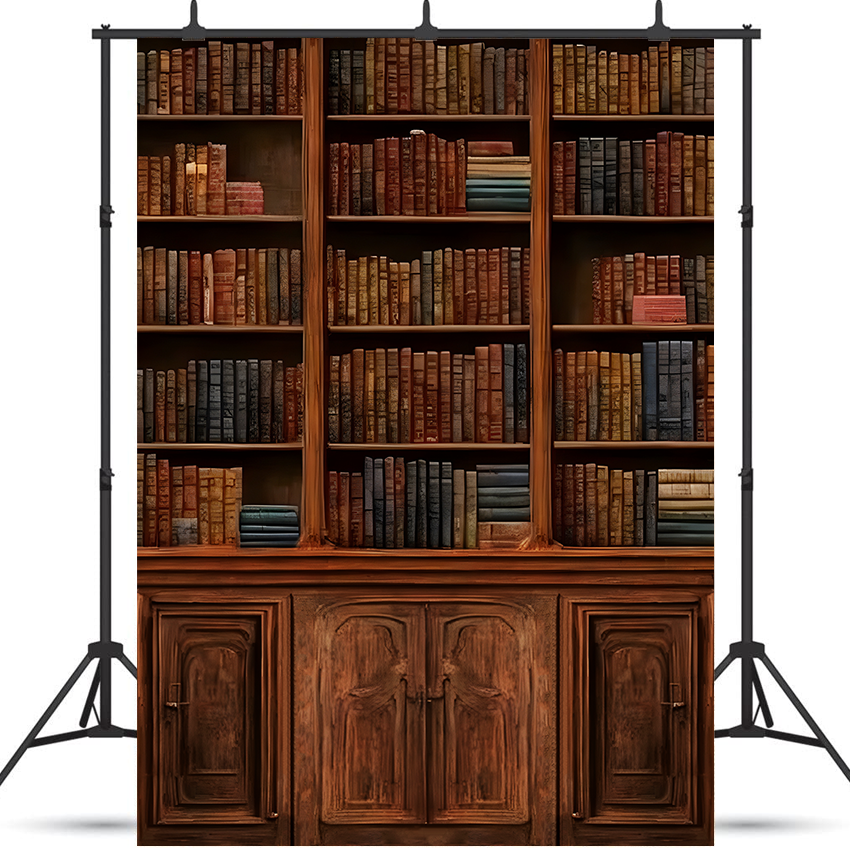 Old Wood Bookshelf Book Backdrop Background SBH0525