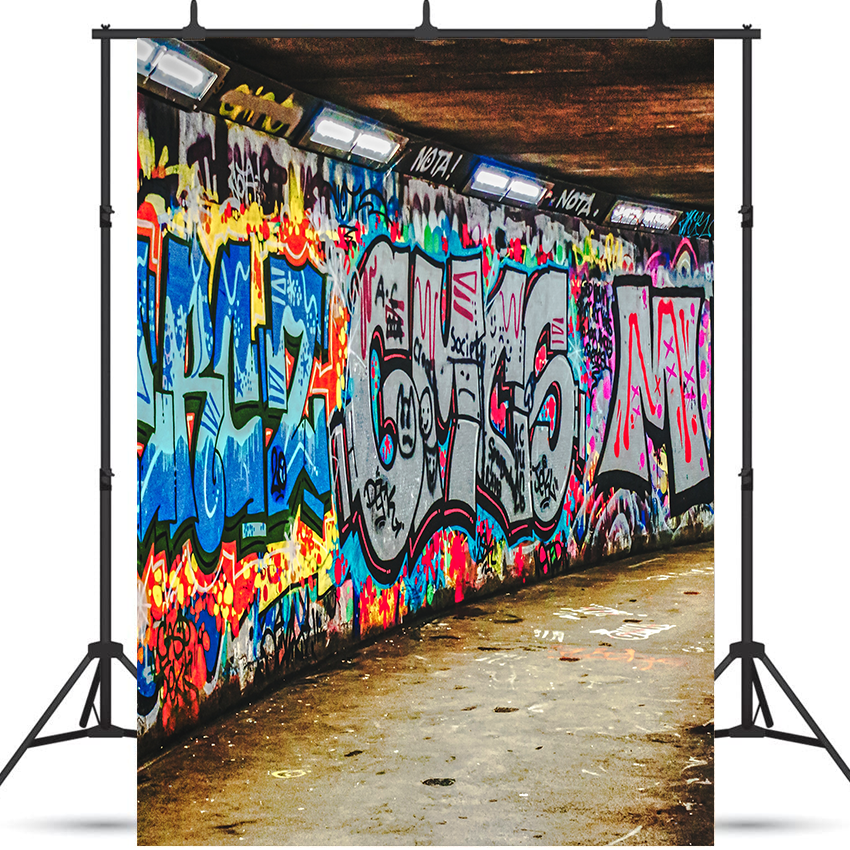 Abandoned Dark Graffiti Tunnel Backdrop for Photo SBH0694