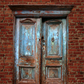 Antique Old Destroyed Blue Door Photography Backdrop SBH0197