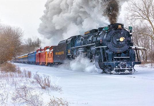 Vintage Train Winter Snow Photo Booth Backdrops
