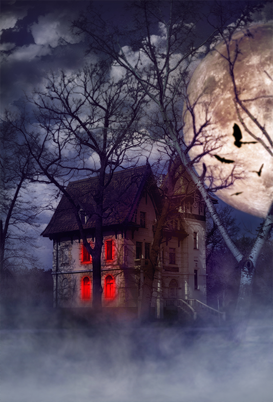 Scary Old House Halloween Background Backdrop SBH0169