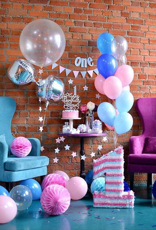 Licensed 1st Birthday Party Supplies Balloon Bouquet Decorations,  Compatible with Bluey Multicolored, Party Accessory