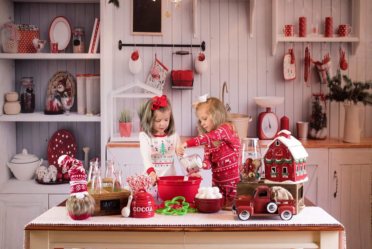 Wood Kitchen Christmas Photography Backdrop