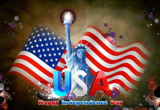 Independence Day American Flag Backdrop Brown Dark Background