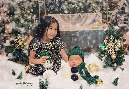 Glitter Snowflake Christmas Tree Backdrop for Studio