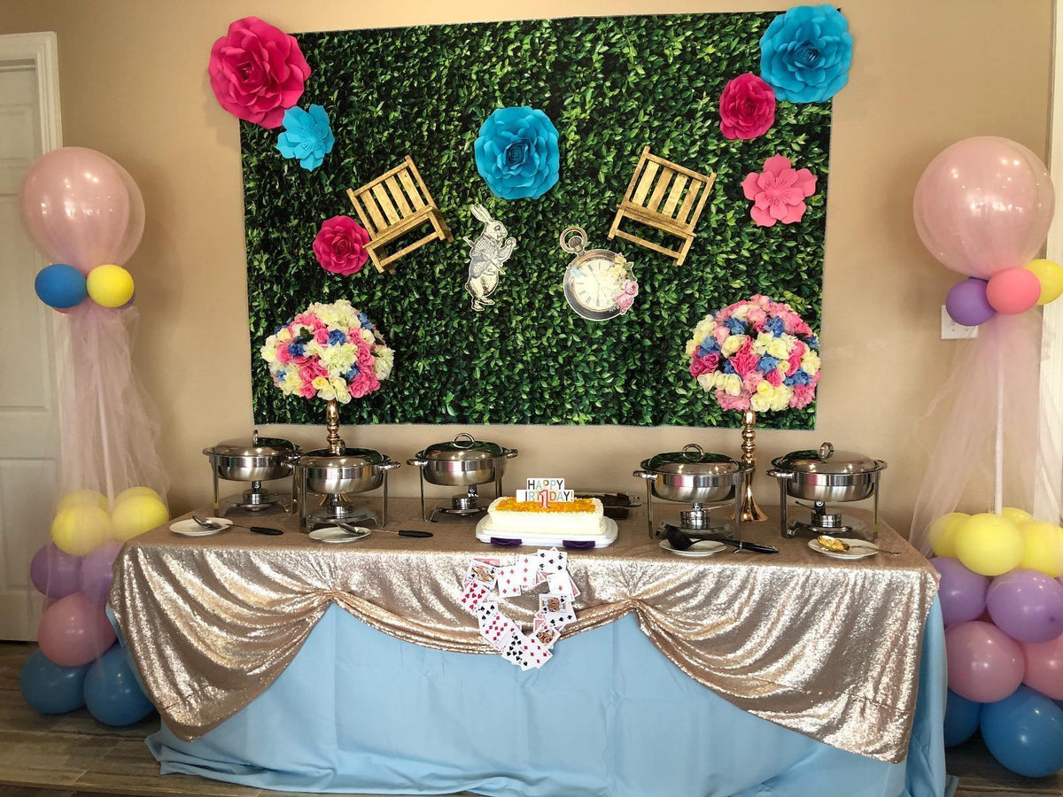 Green Leaves Birthday Table Banner Backdrop for Wedding Bridal Shower