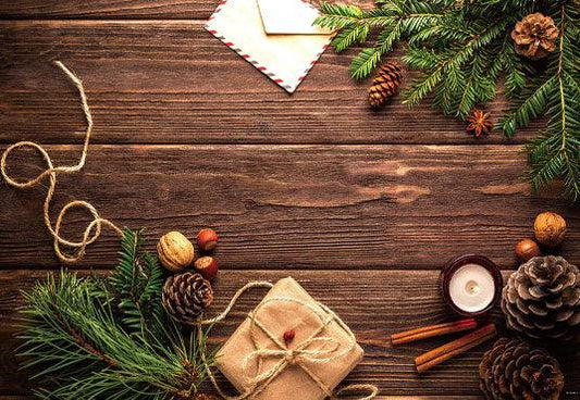 Brown Wood Christmas Photography Backdrops