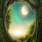 Green forest Wonderful Big Tree Under Moon Backdrop for Photography Background