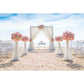 Muslin Curtain With Pink Flowers Backdrop for Wedding Ceremony Photography