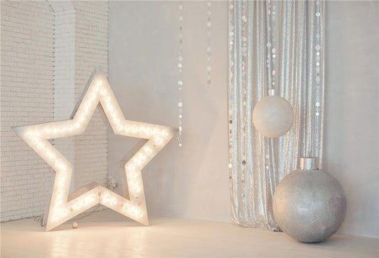 Sliver Stars Light Christmas Backdrop