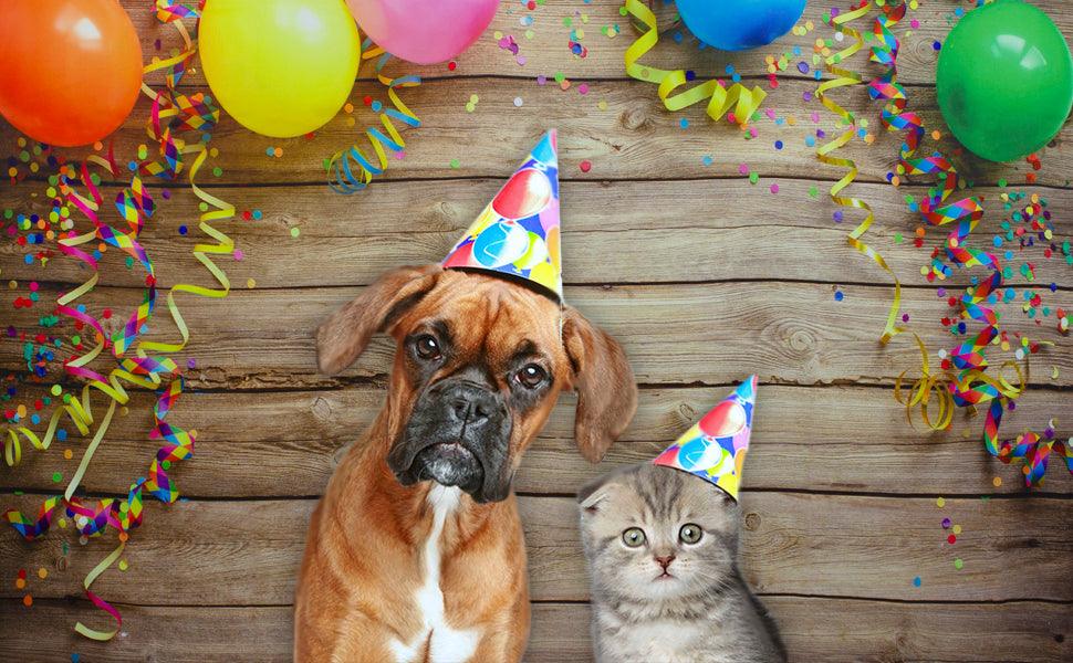 Colorful Balloon Streamers Wood Photography Backdrops Photo Background for Happy Birthday Party