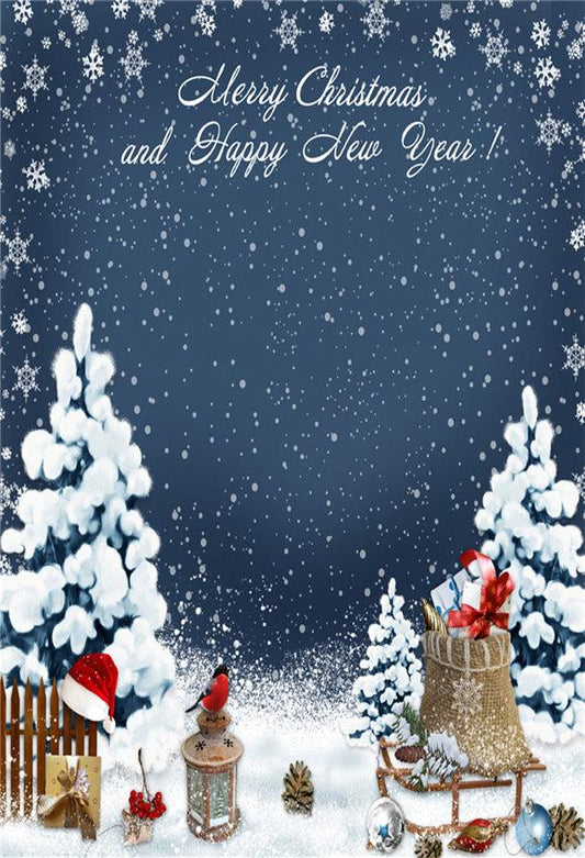 Merry Christmas Snow Fence Backdrops for Winter