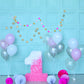Mint Pink Flowers 1st Birthday Backdrop for Picture
