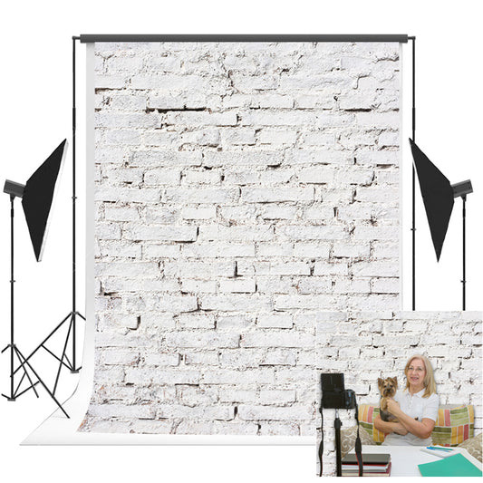Retro White Brick Wall Backdrop Background Party Portrait Video Shooting Studio Props K15129