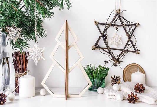 Christmas Decor Wood Star Tree Backdrop