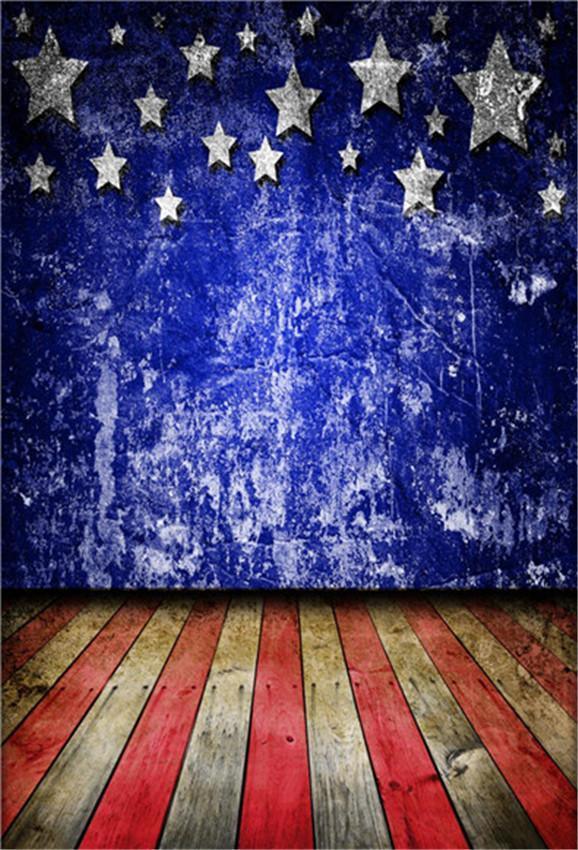 Wall Wooden Floor Independence Day Backdrop for Photography