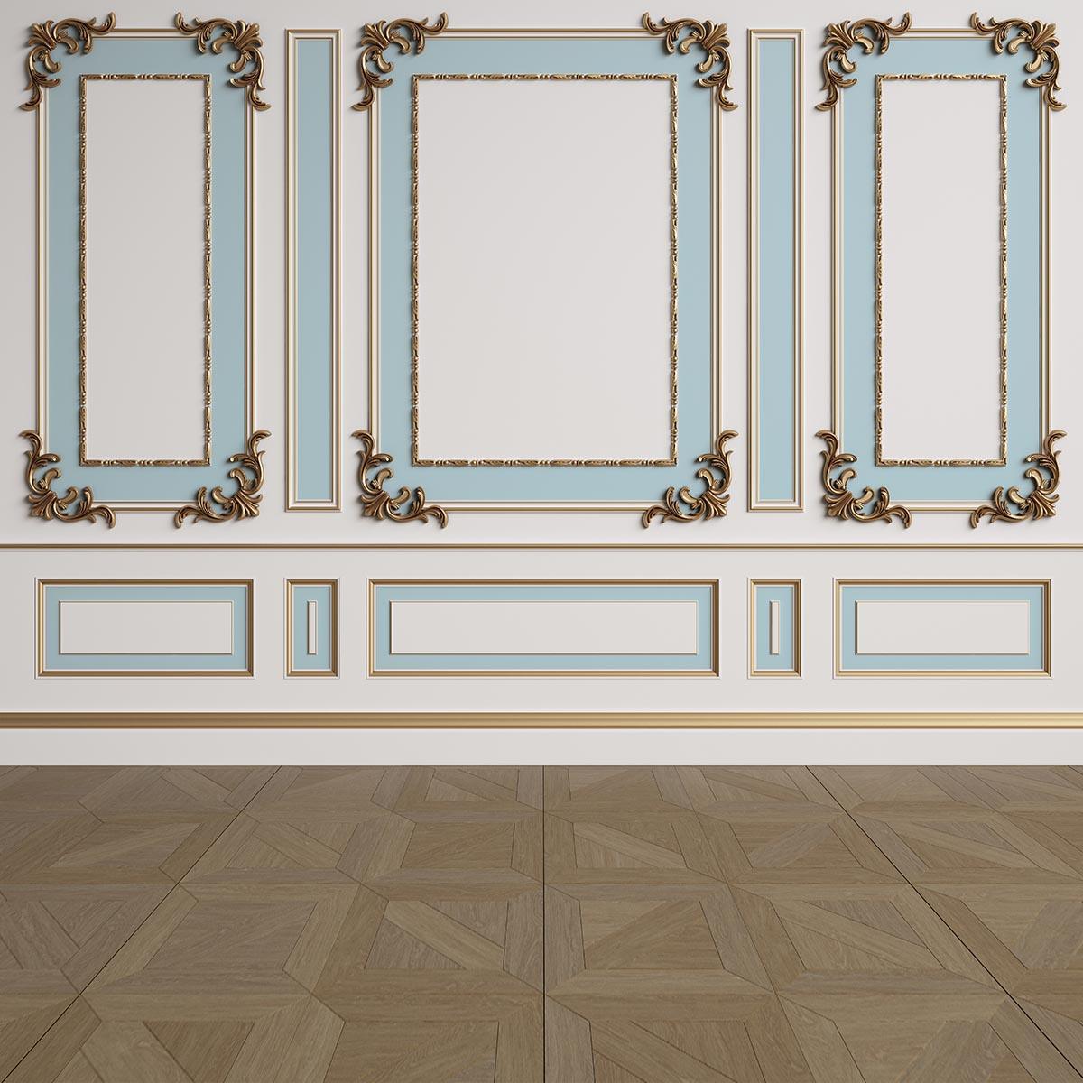 White Blue Gold Texture Sculpture Wedding Wall Backdrops