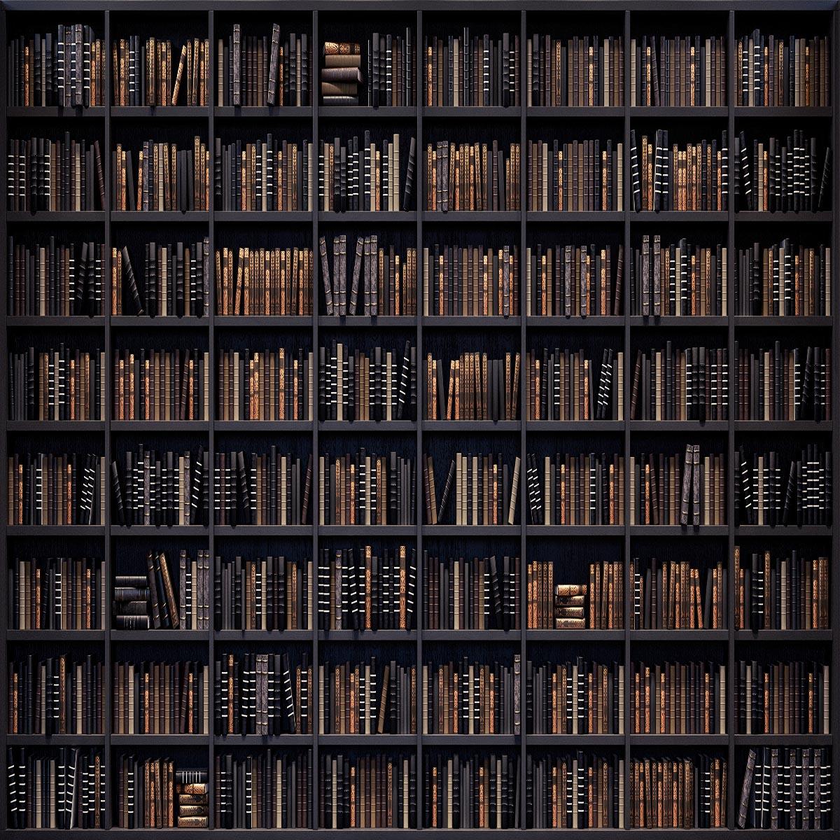 Vintage Dark Bookshelf School Prom Backdrops