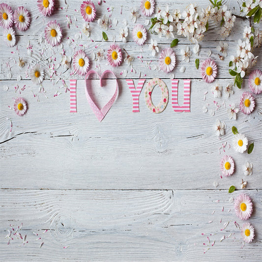 Pink Flowers White Wood Happy Mother's Day Photography Backdrops