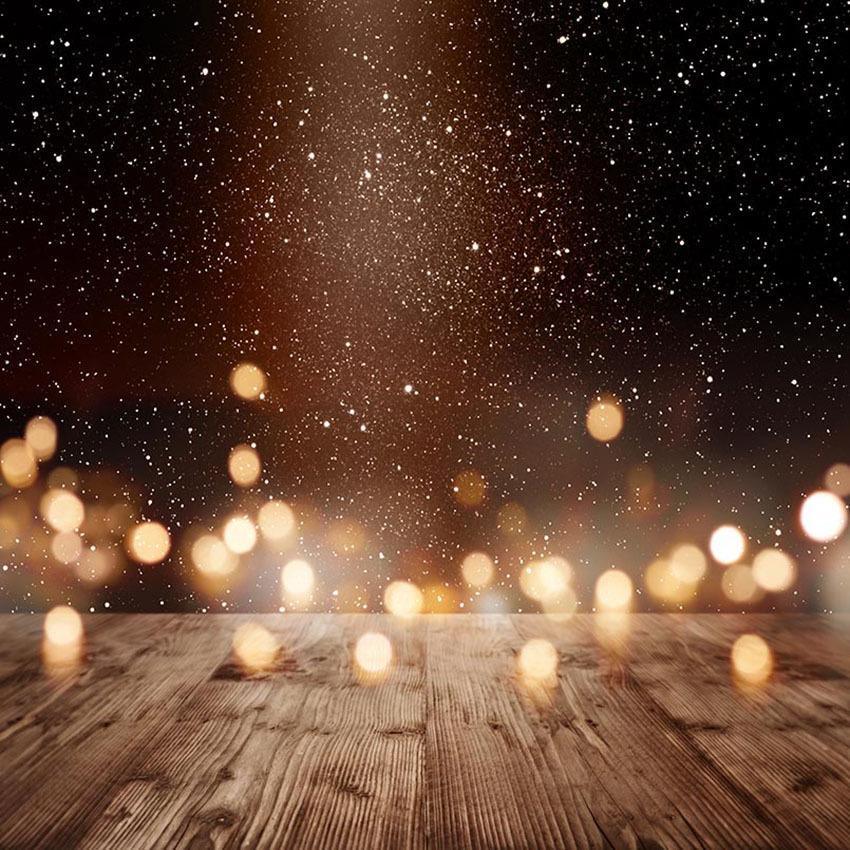 Bokeh Sparkle Light Backdrop Wood Floor Photography Background