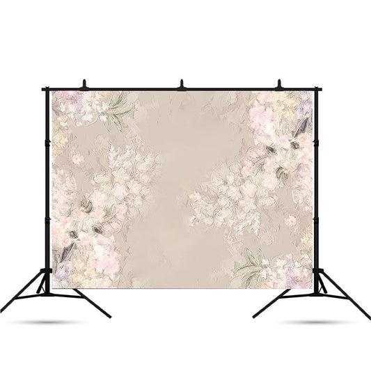 Graphic Wildflowers Painted on Concrete Grunge Wall Floral Backdrop for Photography SBH0068