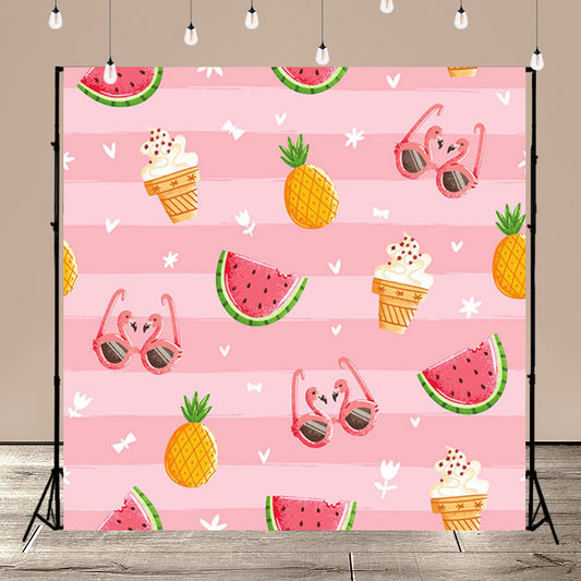 Fun Pink Summer Seamless Pattern Watermelon Ice Cream Backdrop SBH0117