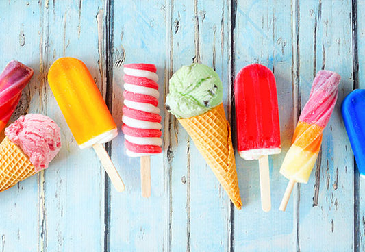 Blue Wood Backdrop Selection of Colorful Summer Popsicle Ice Cream Backdrop SBH0126