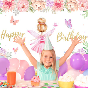 Angel Flower Photography Backdrop for Birthday Party
