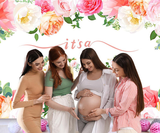 Flower Decoration Girl Photography Backdrop for Birthday Baby Shower
