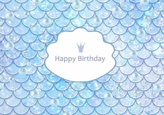 Mermaid Blue Photography Backdrop for Birthday Party