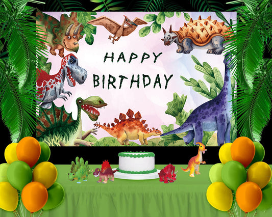 Wild Dinosaur Backdrop Dinosaur Happy Birthday Backdrop for Party Decorations TKH1831