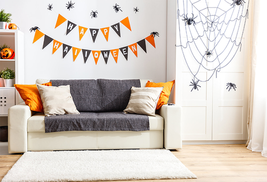 Happy Halloween Spiders Sofa Carpet Photo Backdrop