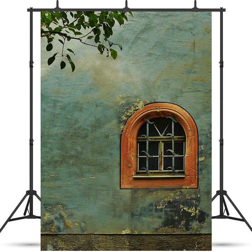 Green Wall With Window Backdrop for Photography SBH0481