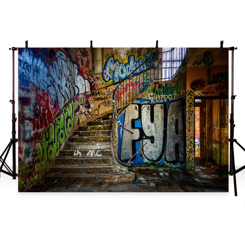 Stairs Spiral Staircase Graffiti Backdrop for Photo SBH0489