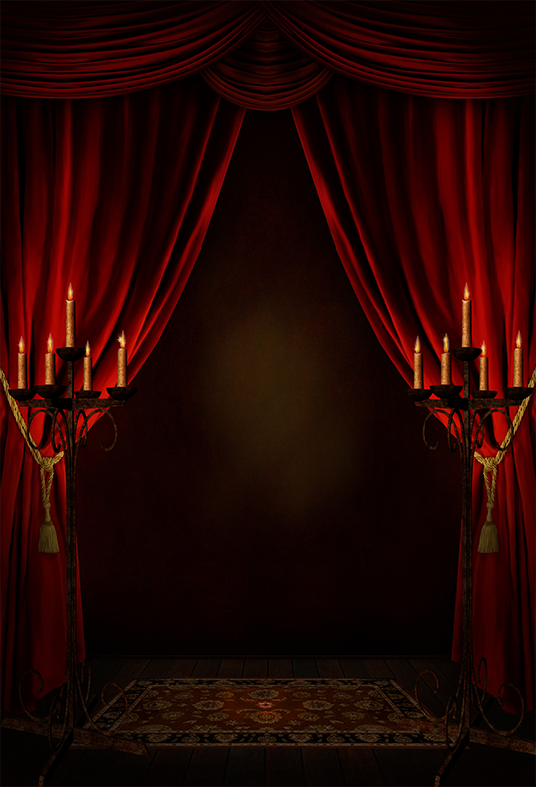 Red Curtains Candles Room Halloween Backdrop SBH0603