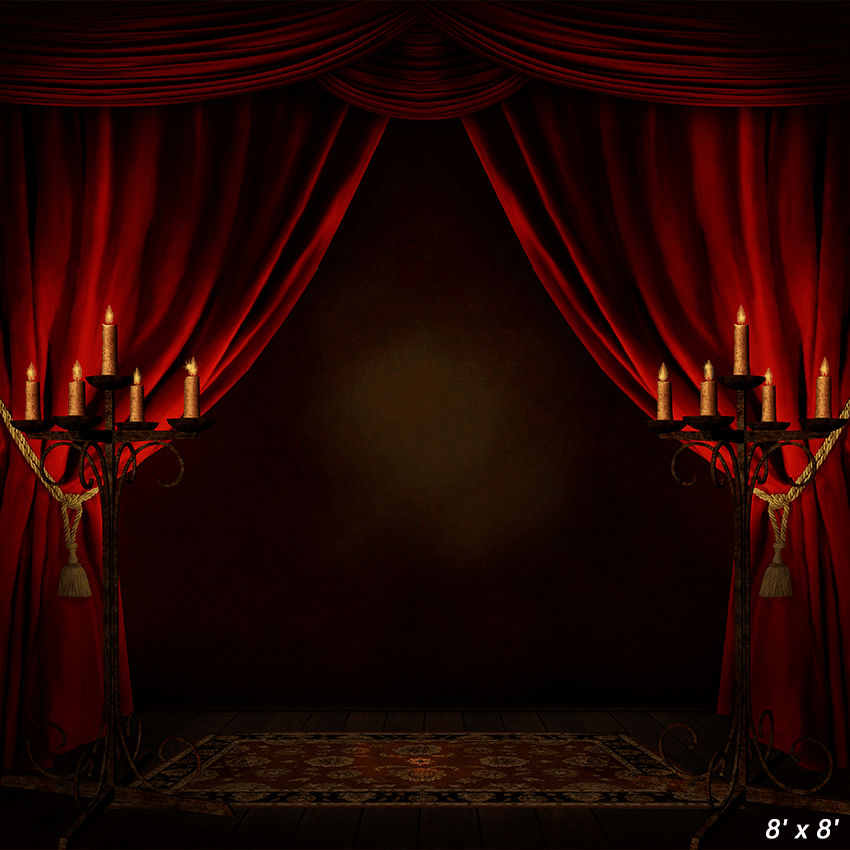 Red Curtains Candles Room Halloween Backdrop SBH0603 Starbackdrop red-curtains-candles-room-halloween-backdrop-sbh0603-starbackdrop