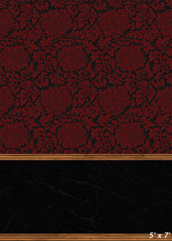 Red Damask Pattern Seamless Backdrop for Photo SBH0504