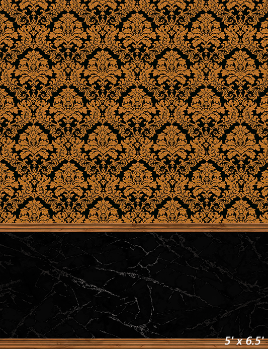 Golden Damask Pattern Fabric Backdrop Background SBH0505