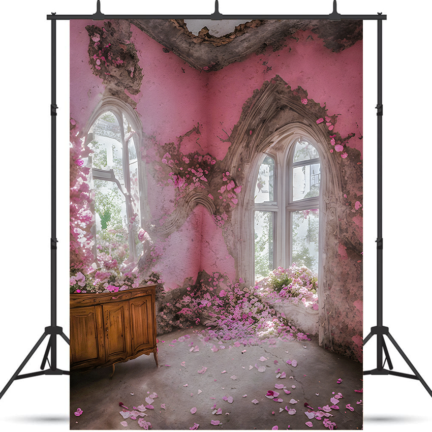 Pink Floral Castle Background Backdrop for Photo SBH0515