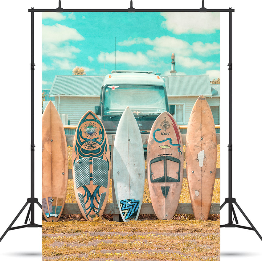 Colorful Surf Boards Fabric Backdrop for Photo SBH0531