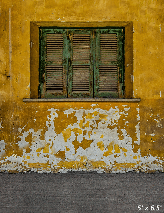 Yellow Old And Worn House Photography Backdrop SBH0568