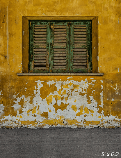 Yellow Old And Worn House Photography Backdrop SBH0568