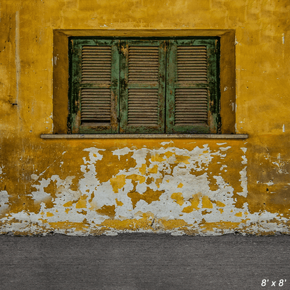 Yellow Old And Worn House Photography Backdrop SBH0568
