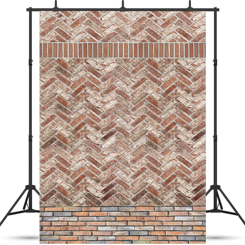 Herringbone Antique Brick Wall Background Backdrop SBH0573