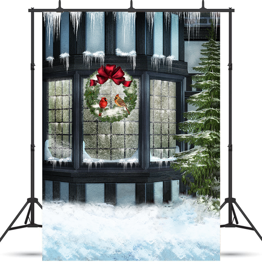 Christmas Retro White World Snow Covered Winter Backdrop SBH0646