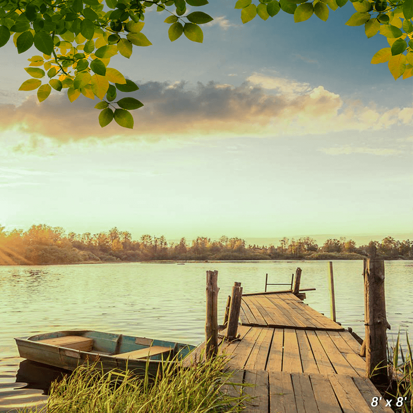 Red Autumn and Fishing Pier Fall Backdrop for Photo SBH0651