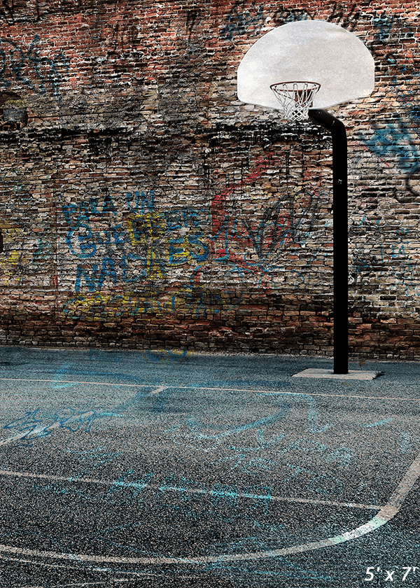 Urban Street Basketball Court and Hoop Background SBH0653