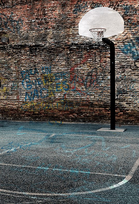 Urban Street Basketball Court and Hoop Background SBH0653