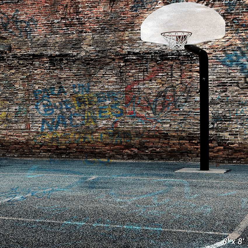 Urban Street Basketball Court and Hoop Background SBH0653