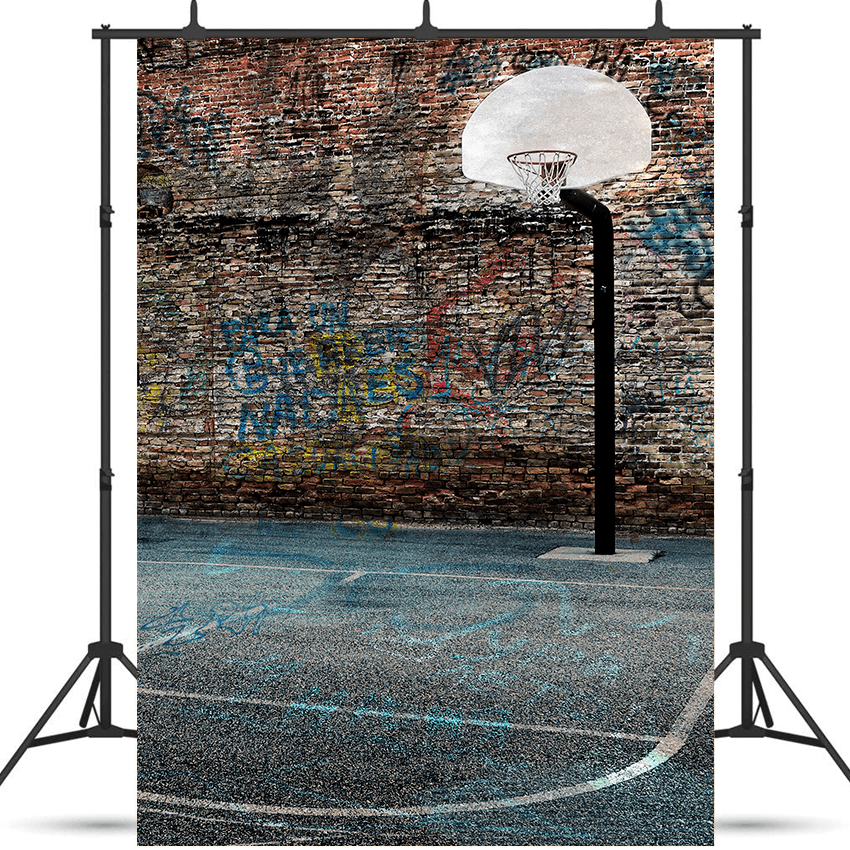 Urban Street Basketball Court and Hoop Background SBH0653